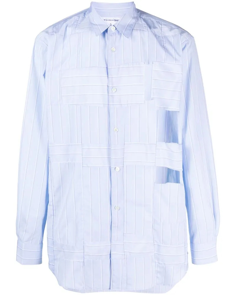 Comme des Garçons Gestreiftes Hemd mit Cut-Outs - Blau Blau