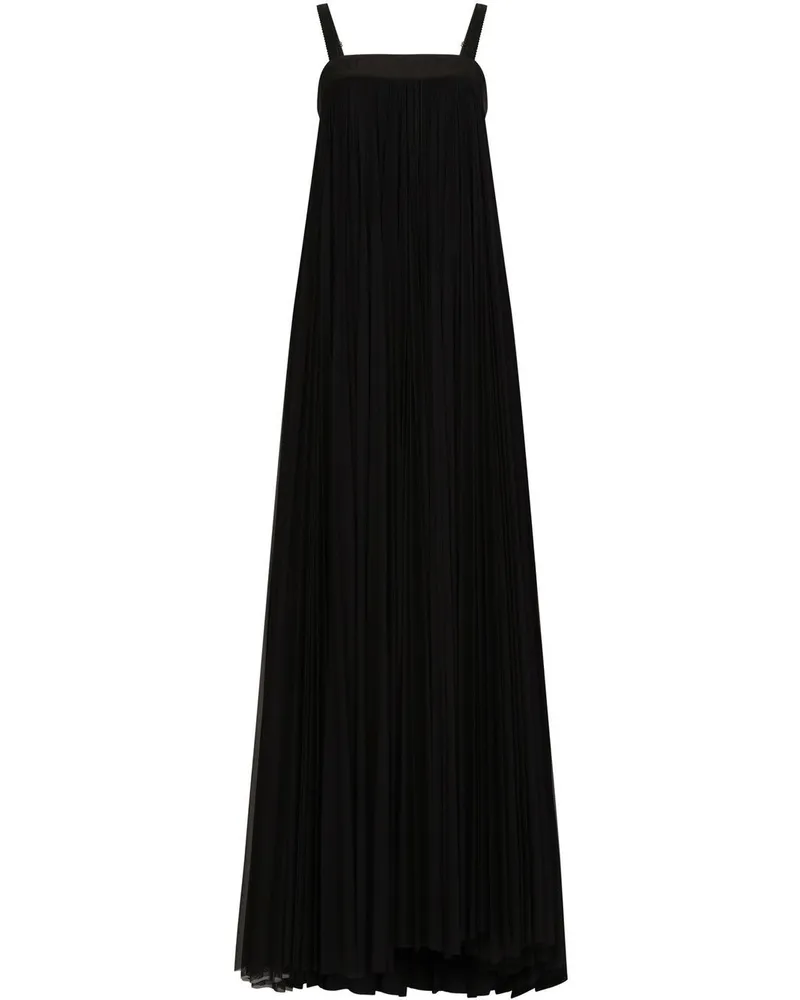 Dolce & Gabbana Plissiertes Maxikleid aus Tüll - Schwarz Schwarz