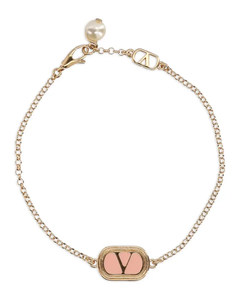 Valentino Garavani logo pearl bronze bracelet - Gold Gold