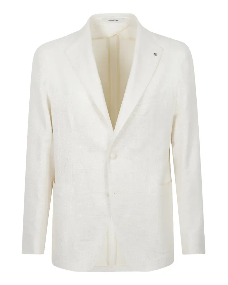 Tagliatore logo-pin textured blazer - Nude Nude