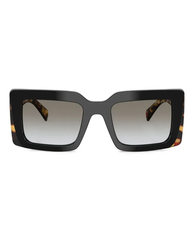 Prada Sonnenbrille mit eckigem Gestell - Schwarz Schwarz