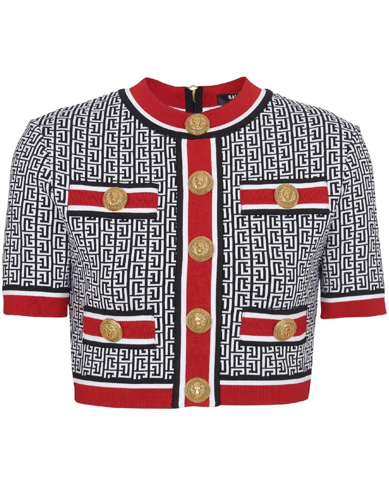 Balmain Cropped-Top mit Monogramm - Blau Blau
