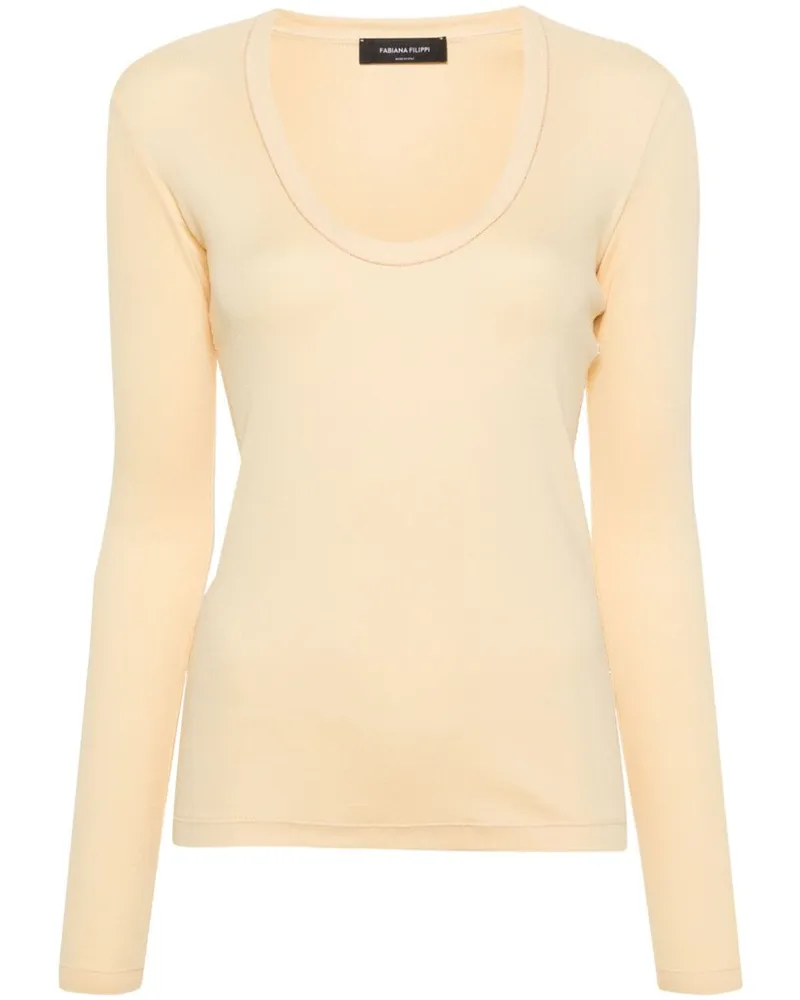 Fabiana Filippi T-Shirt mit Perlen - Gelb Gelb