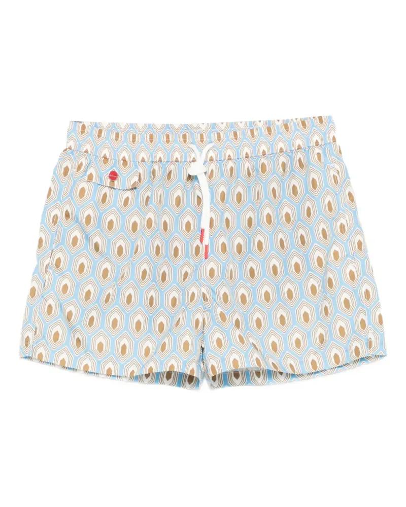 Kiton Badeshorts mit Print - Blau Blau