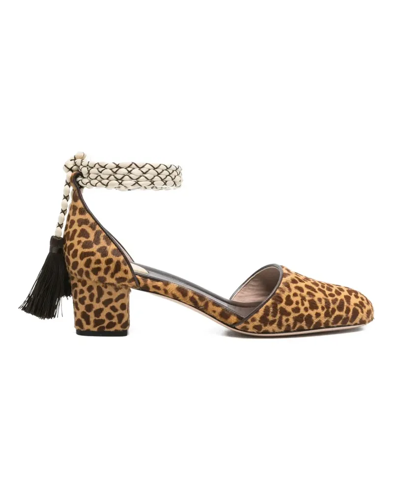 Valentino Garavani D'Orsay Bondie leopard print tassel pumps - Nude Nude
