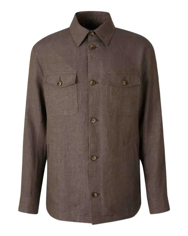 Canali Geknöpfte Jacke mit Klappentaschen - Braun Braun