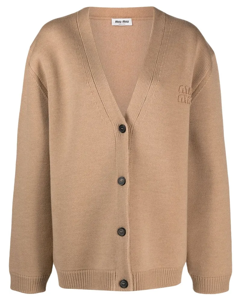 Miu Miu Cardigan mit Logo - Braun Braun