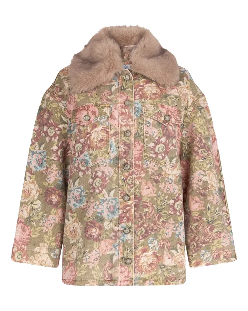 Liu Jo Faux fur jacket with collar - Grün Grün