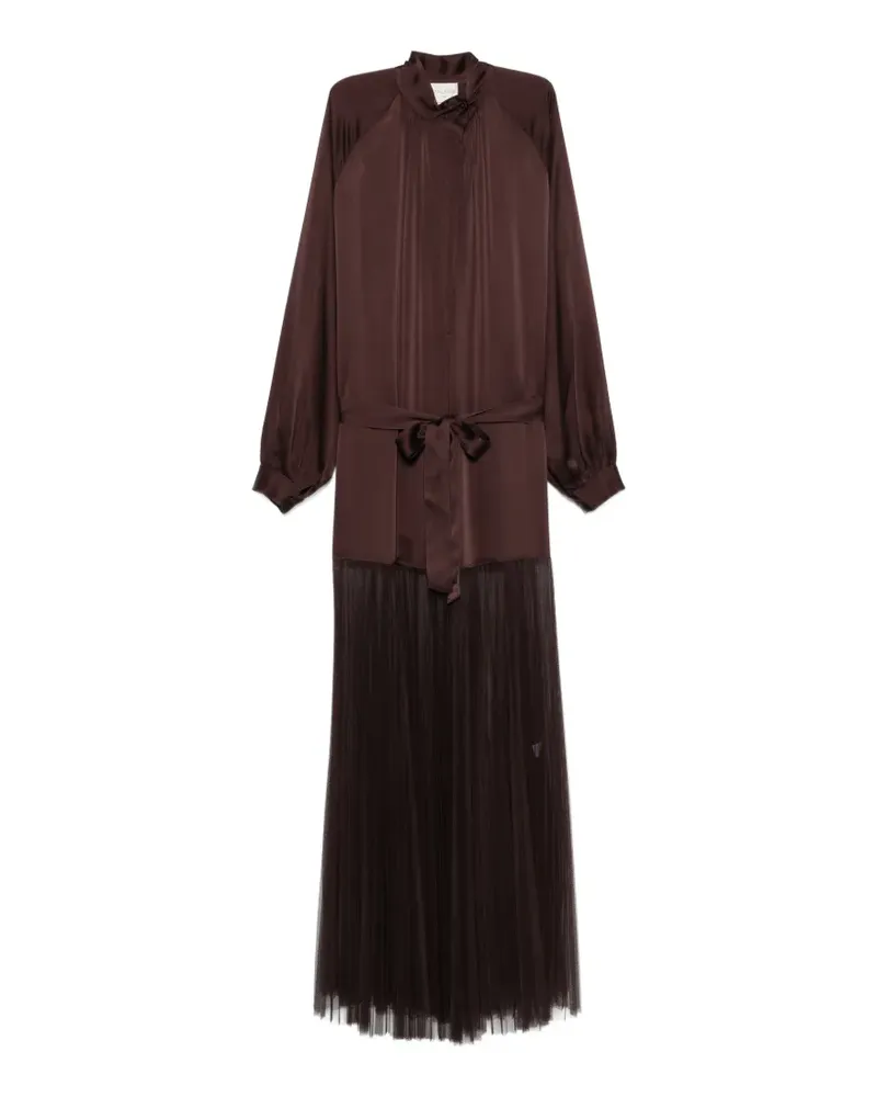 forte_forte Maxikleid mit transparenten Einsätzen - Braun Braun