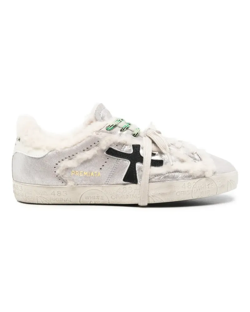 Premiata Steven Sneakers mit Shearling-Besatz - Silber Silber