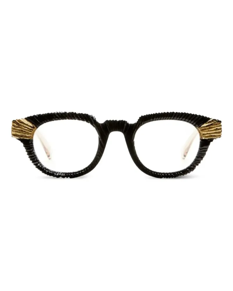 KUBORAUM S1 Brille mit rundem Gestell - Schwarz Schwarz