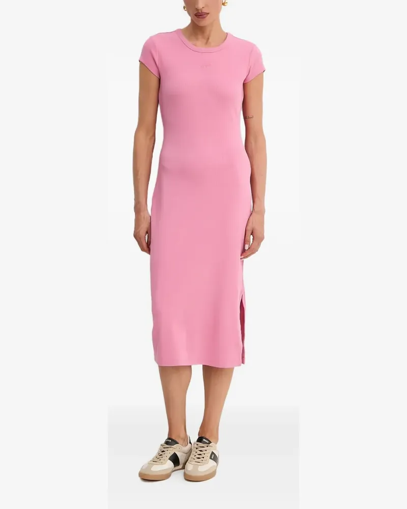 HUGO BOSS Geripptes Midikleid - Rosa Rosa