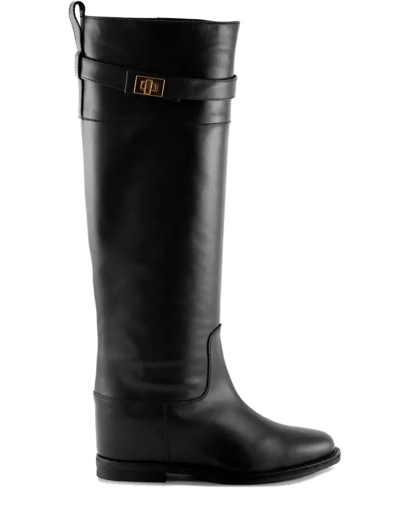 Via Roma 15 Stiefel mit Schild-Schnalle - Schwarz Schwarz