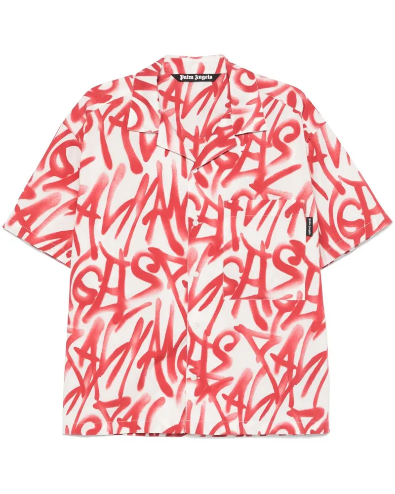 Palm Angels Hemd mit Graffiti-Print - Weiß Weiß