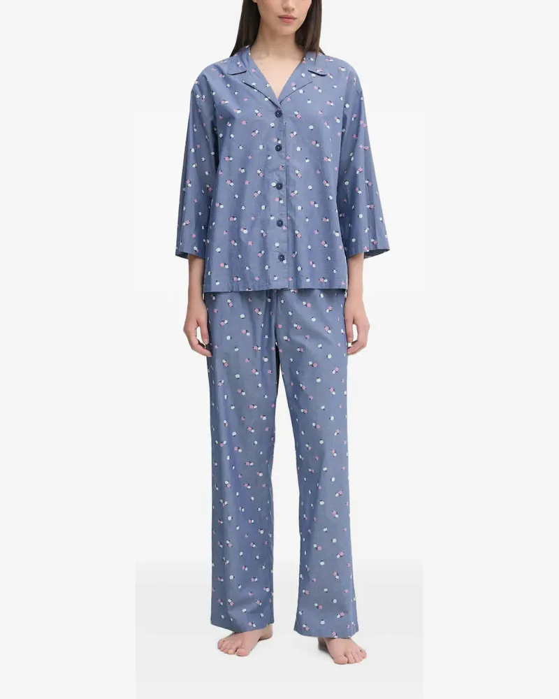 Benetton Pyjama mit Blumenprint - Blau Blau