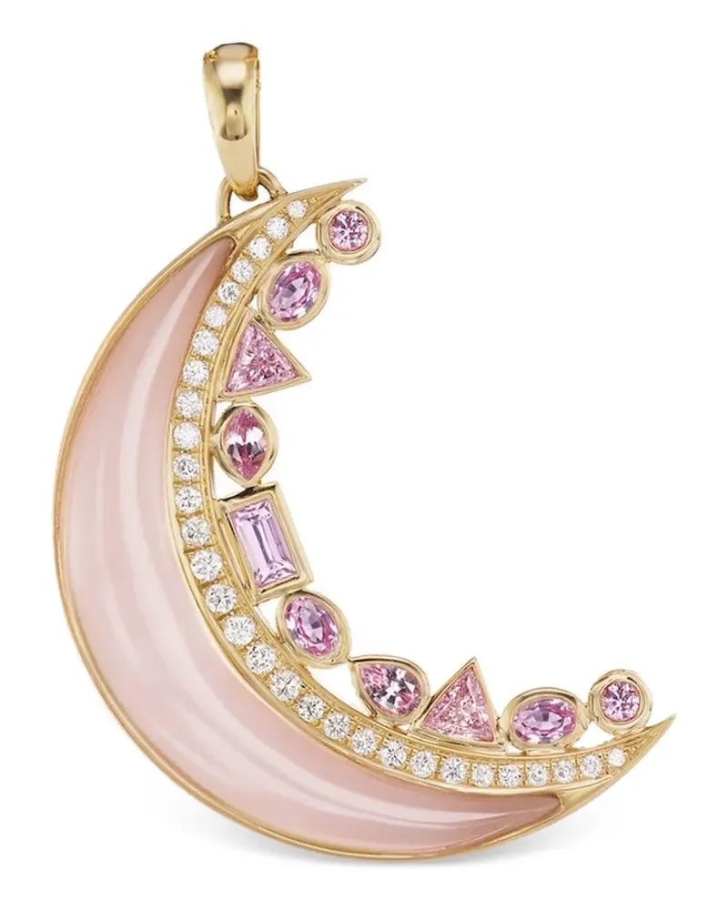 Sorellina multi stone crescent moon pendant - Gold Gold