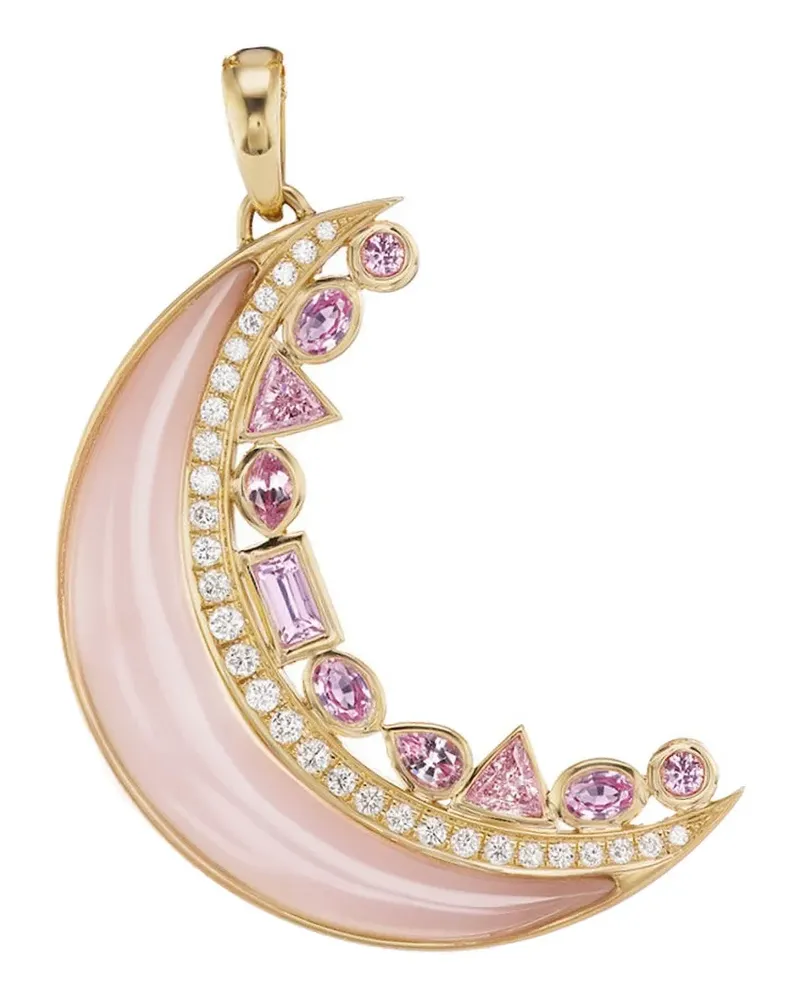 Sorellina multi stone crescent moon pendant - Gold Gold