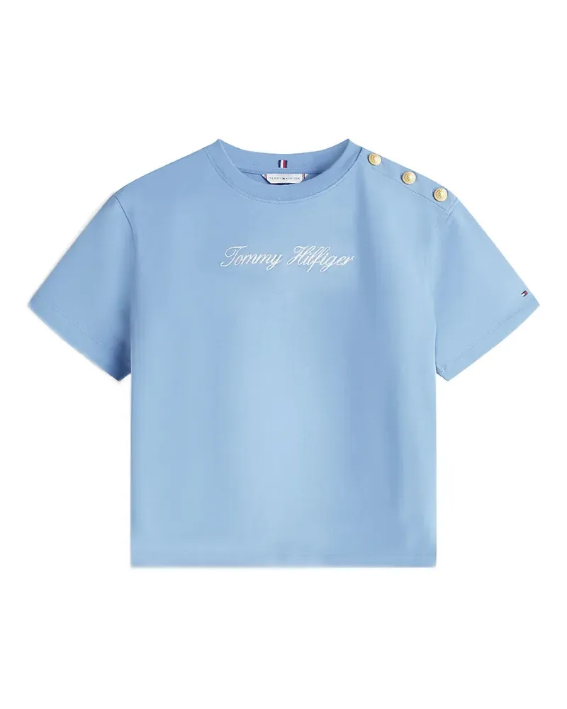 Tommy Hilfiger button-detail logo T-shirt - Blau Blau