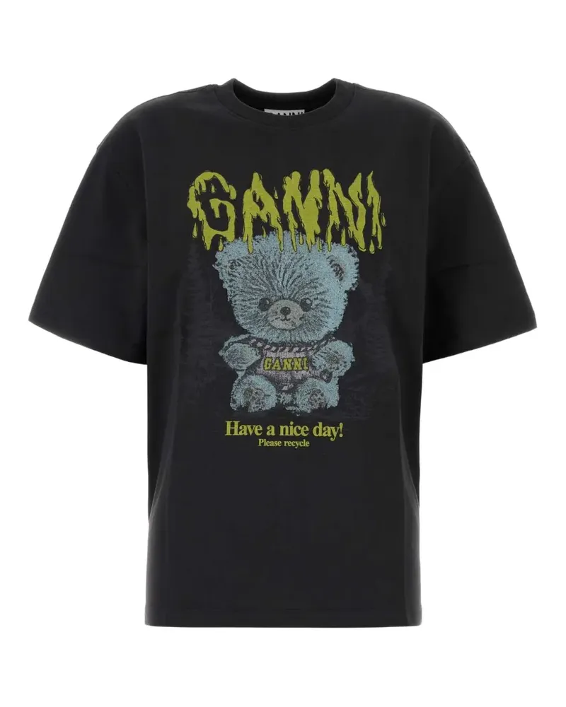 Ganni T-Shirt mit grafischem Print - Schwarz Schwarz