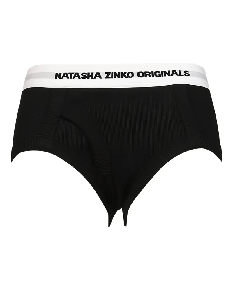 Natasha Zinko Gerippter Slip mit Logo-Print - Schwarz Schwarz