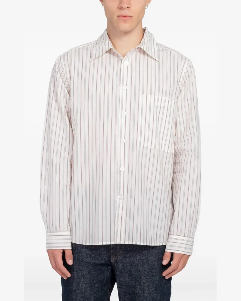 Minimum Ace Rlx Ls relaxed-fit striped shirt - Nude Nude