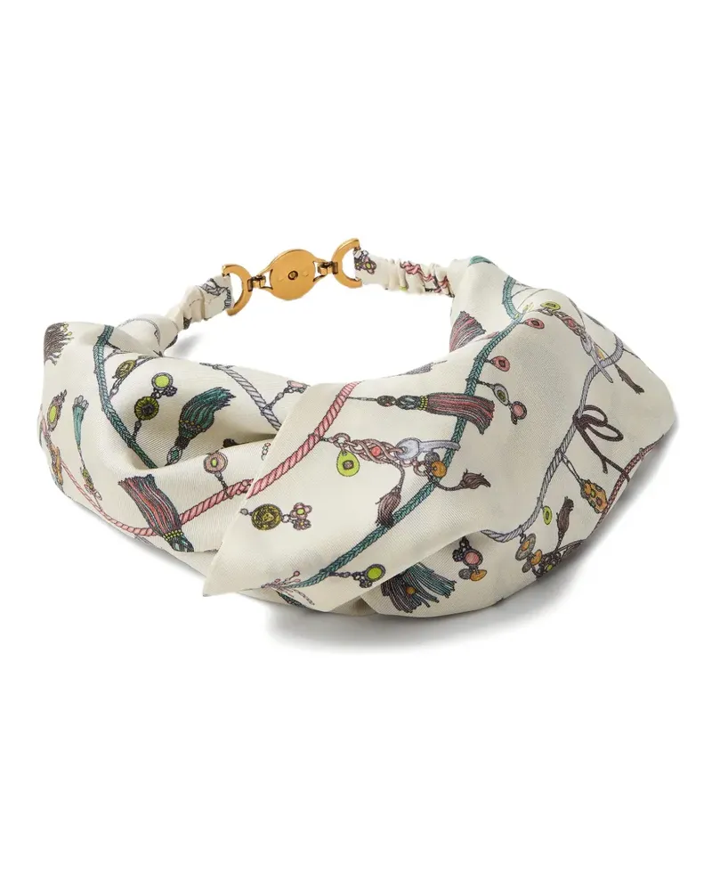 Versace printed silk twill headband - Weiß Weiß