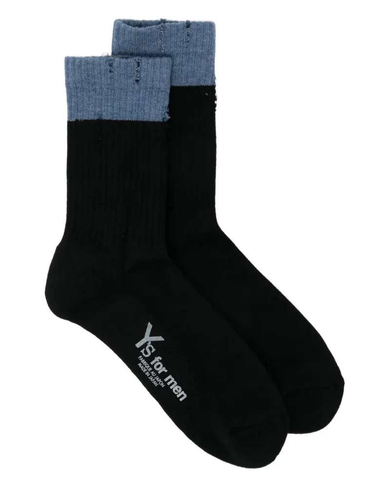 Yohji Yamamoto Gerippte Socken - Schwarz Schwarz