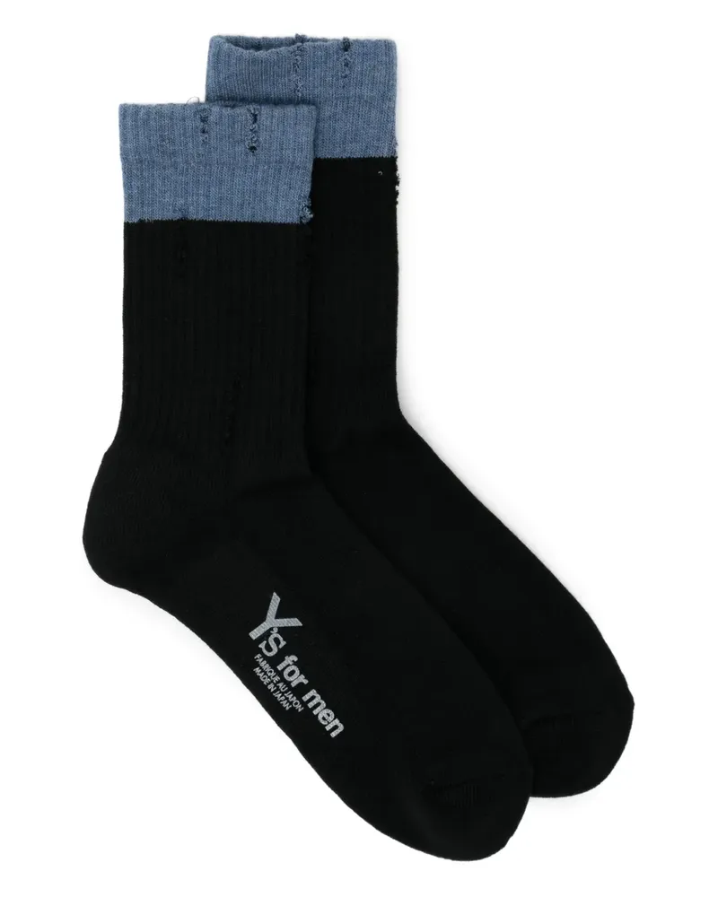 Yohji Yamamoto Gerippte Socken - Schwarz Schwarz