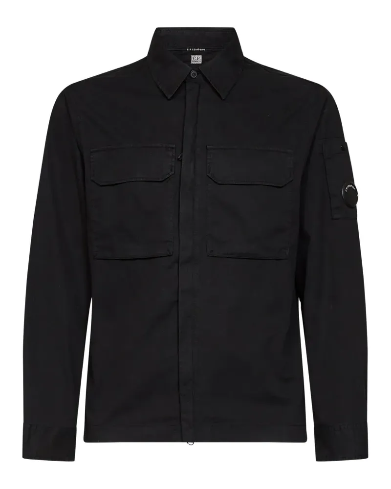 C.P. Company Lens-detail garment-dyed jacket - Schwarz Schwarz