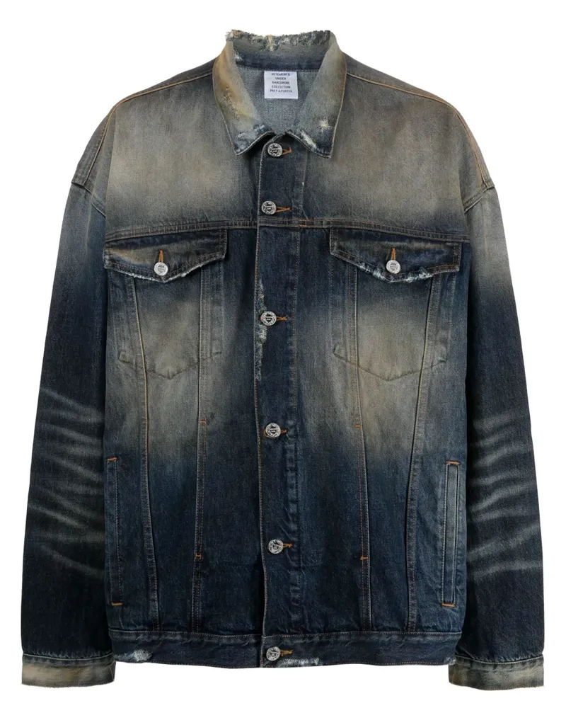 VETEMENTS Jeansjacke im Distressed-Look - Blau Blau