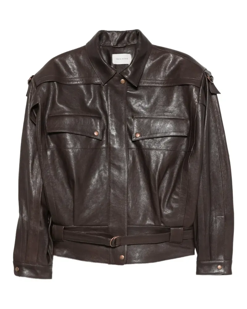 Magda Butrym belted leather jacket - Braun Braun