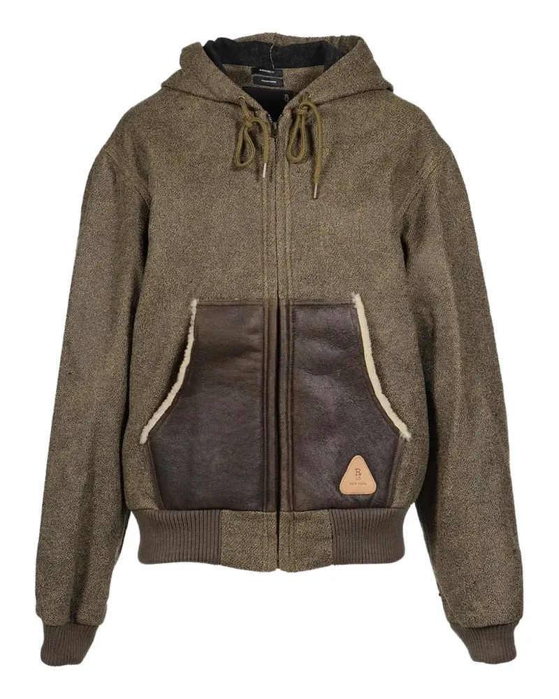 R13 Kapuzenjacke mit Shearling-Tasche - Braun Braun