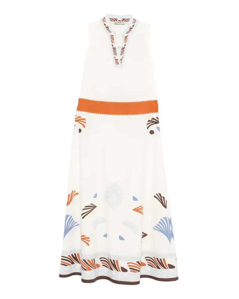 Herno patterned-hem midi dress - Weiß Weiß