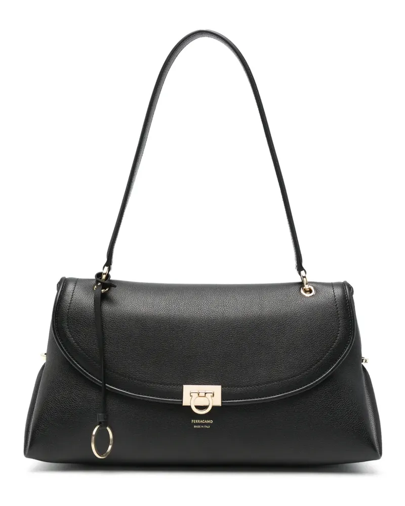 Ferragamo Gancini pebbled leather tote bag - Schwarz Schwarz