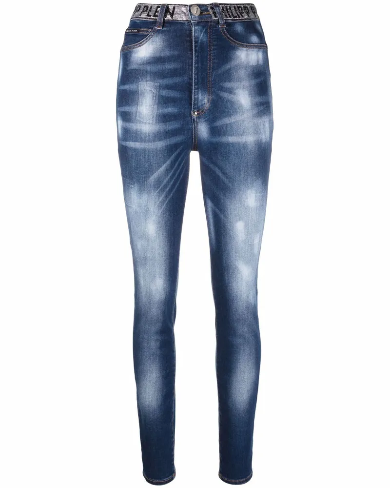 Philipp Plein Jeggings mit hohem Bund - Blau Blau
