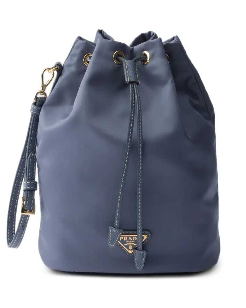 Prada logo-plaque bucket bag - Blau Blau