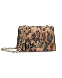 Just Cavalli Schultertasche mit Leoparden-Print Braun