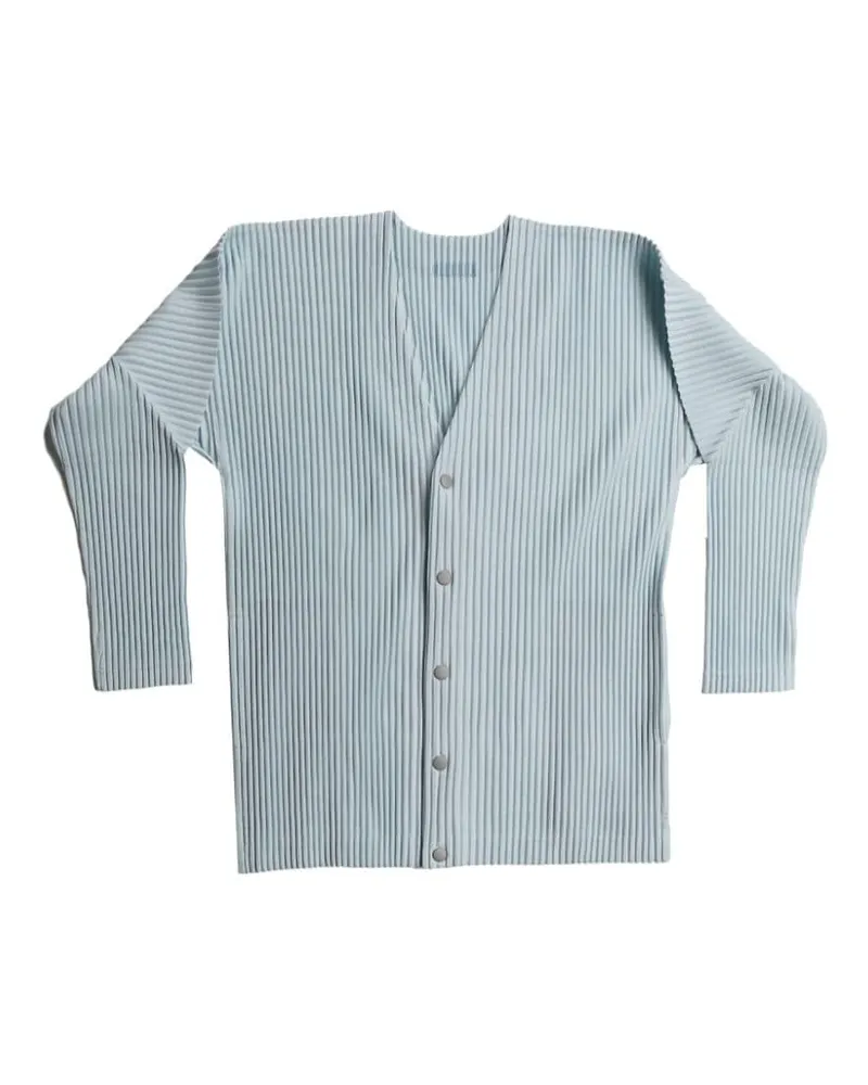 Issey Miyake plissé-effect v-neck cardigan - Grau Grau