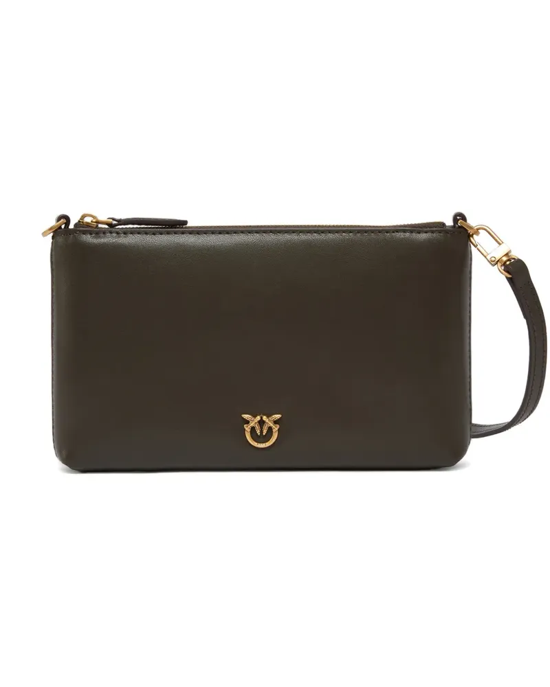 Pinko logo-appliqué zip clutch bag - Grün Grün