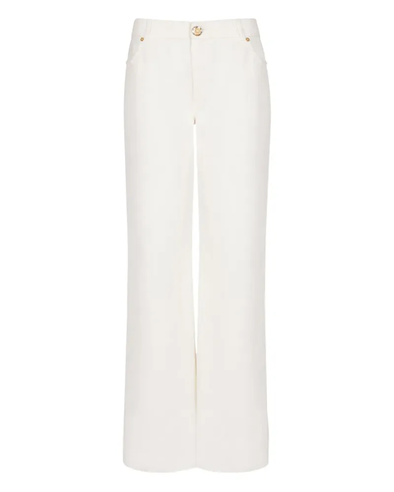 Balmain Jeans mit Logo-Patch - Weiß Weiß