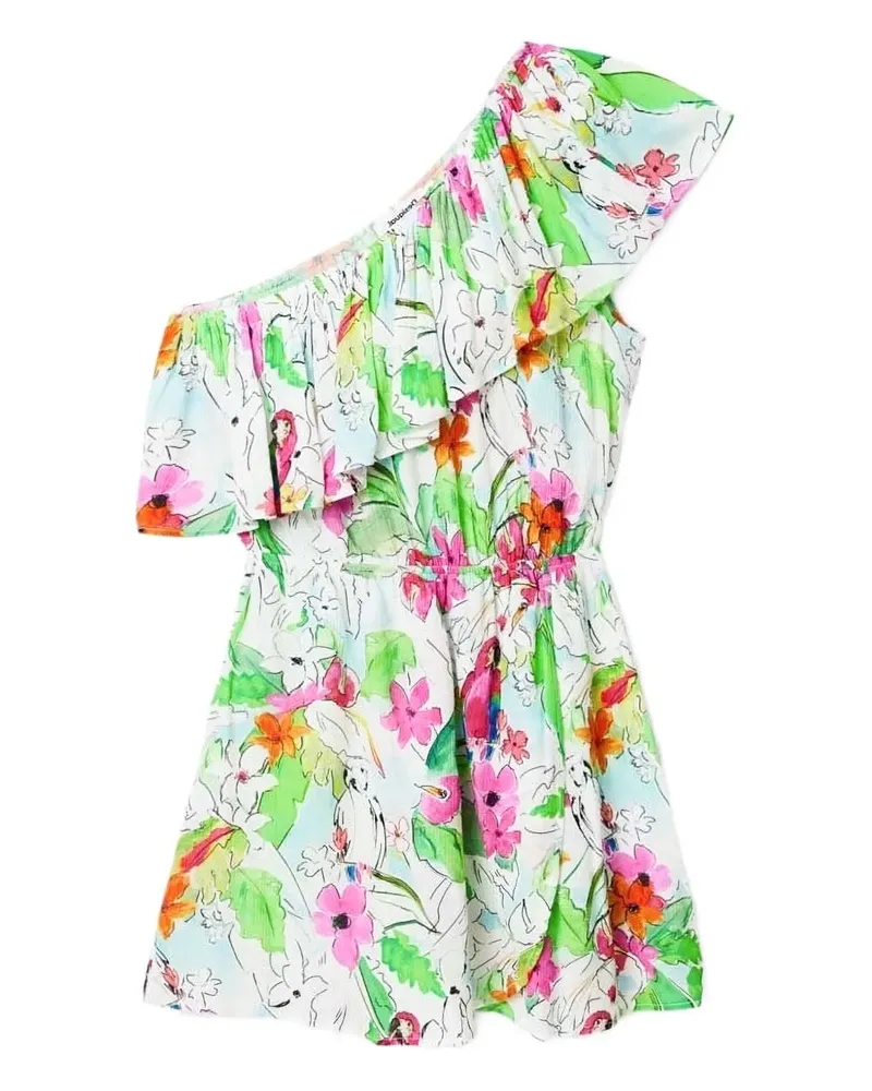 Desigual One-Shoulder-Kleid mit Rüschen - Weiß Weiß