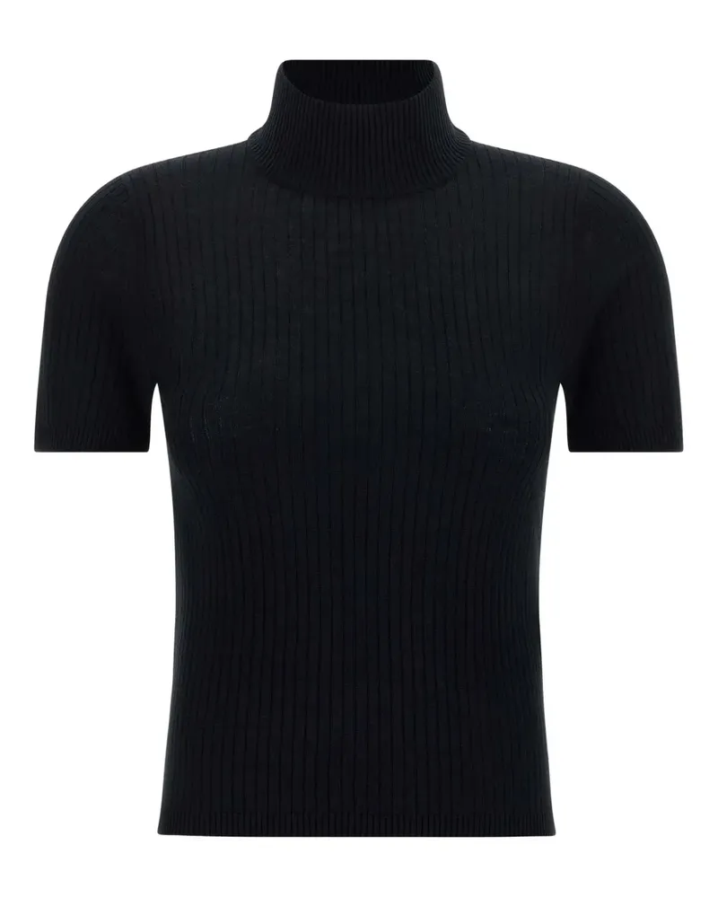 Max Mara Gerippter Jany Stehkragen-Pullover - Schwarz Schwarz