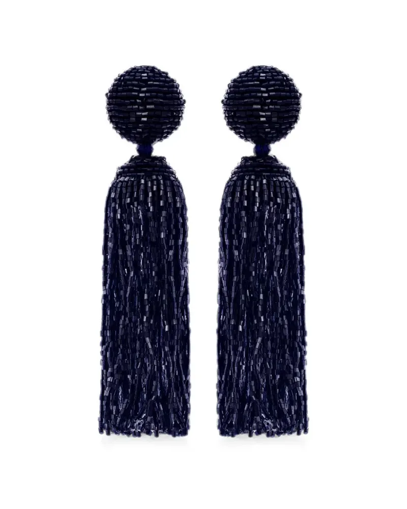 Oscar de la Renta beaded tassel earrings - Blau Blau
