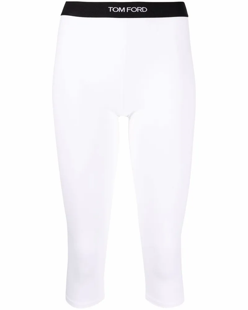 Tom Ford Cropped-Leggings mit Logo-Bund - Weiß Weiß