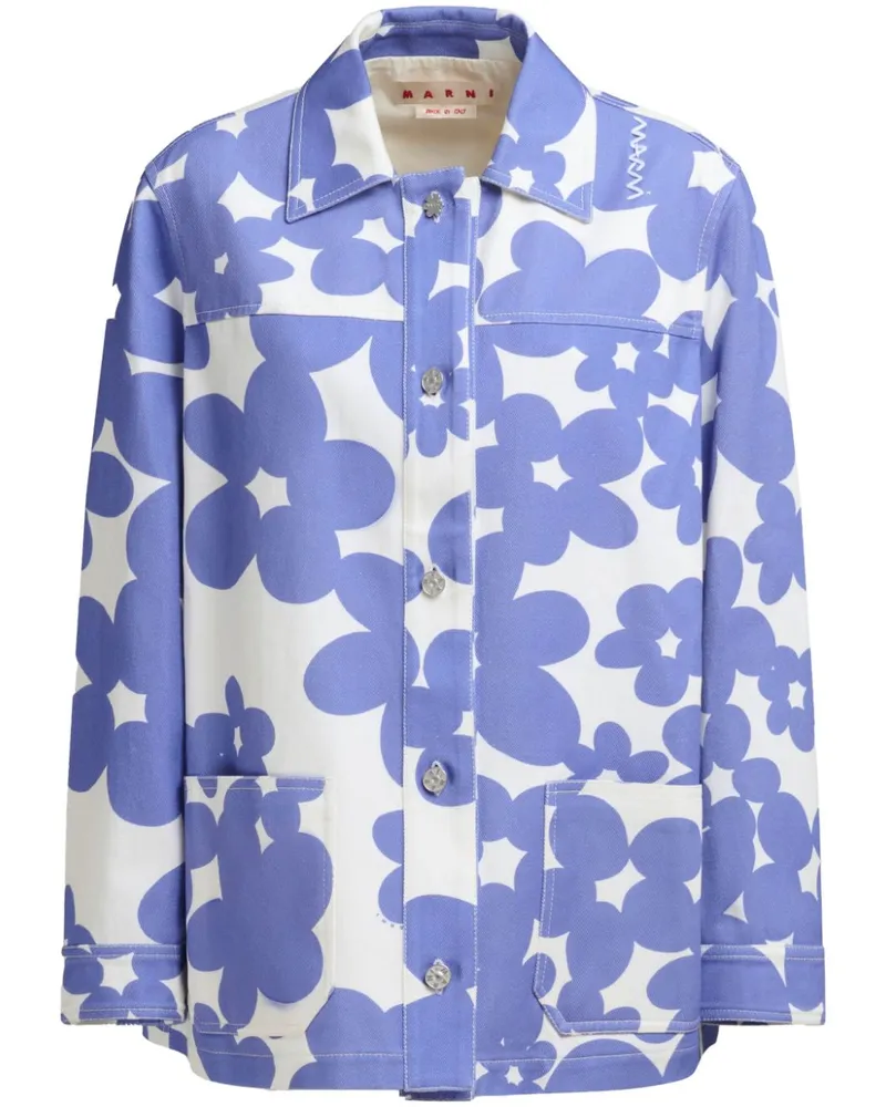 Marni Hemdjacke mit Blumen-Print - Violett Violett