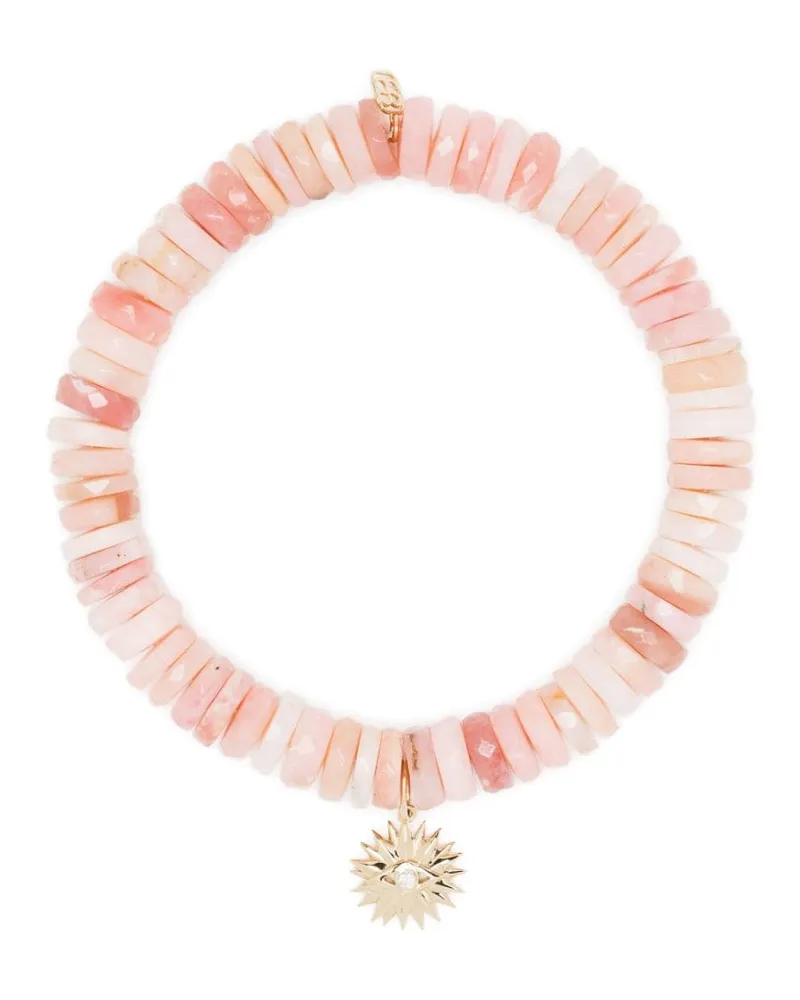 Sydney Evan 14kt Evil Eye Starburst Sunshine Gelbgoldarmband mit Opal und Diamant - Rosa Rosa