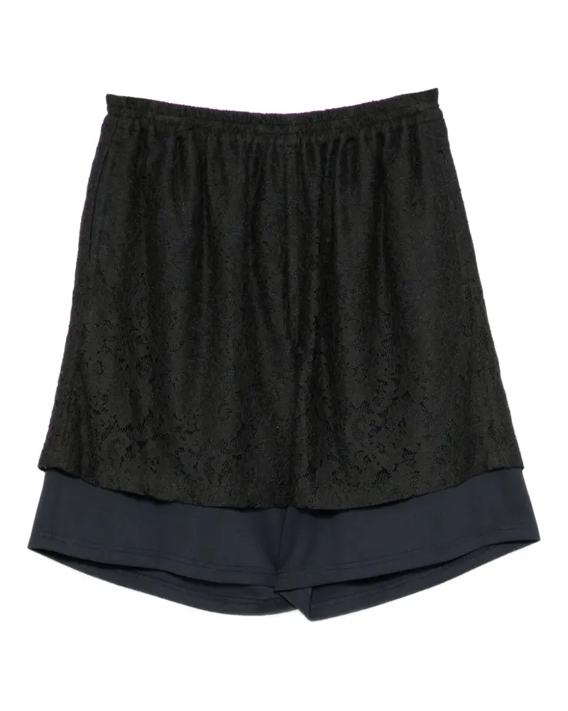 pushBUTTON lace-embellished shorts - Schwarz Schwarz