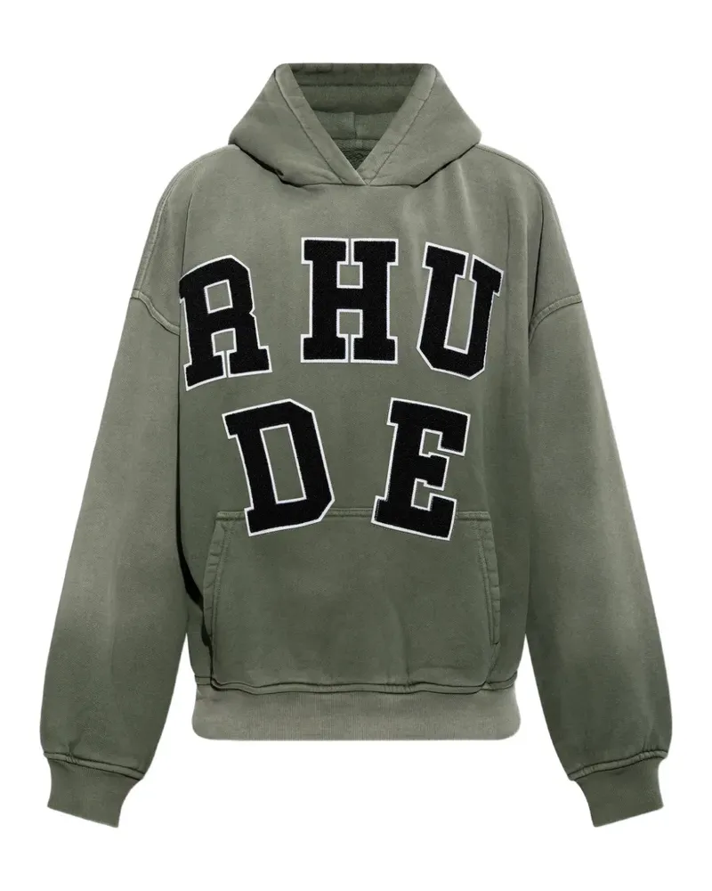 RHUDE logo-patch hoodie - Grün Grün
