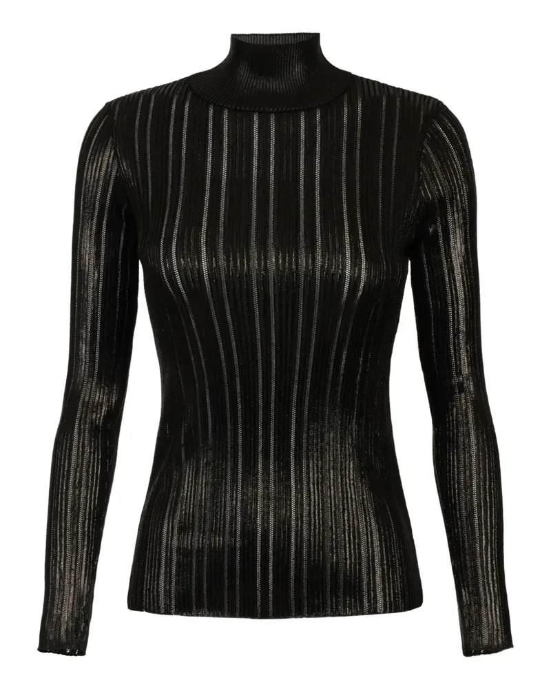Elisabetta Franchi Gestreifter Rollkragenpullover - Schwarz Schwarz