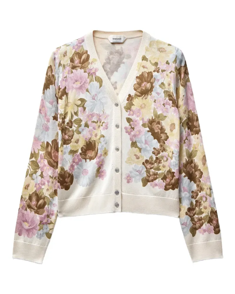 Versace printed silk knit cardigan - Nude Nude